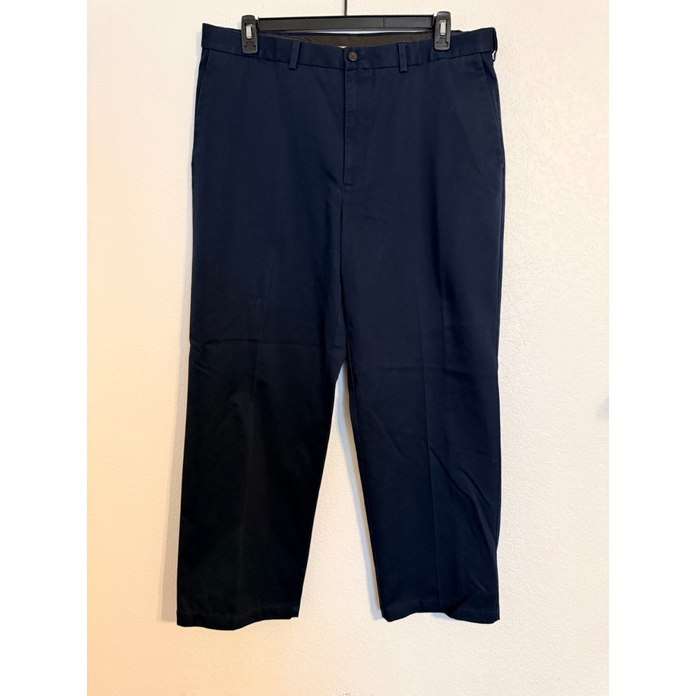 Haggar Men's Blue Classic Fit Flat Front Dress Pants Side‎ Stretch Size 38x30